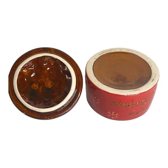 Red Cardinals Merry Christmas Ceramic Lidded Trinket Box Holiday Winter Canister - Picture 9 of 9